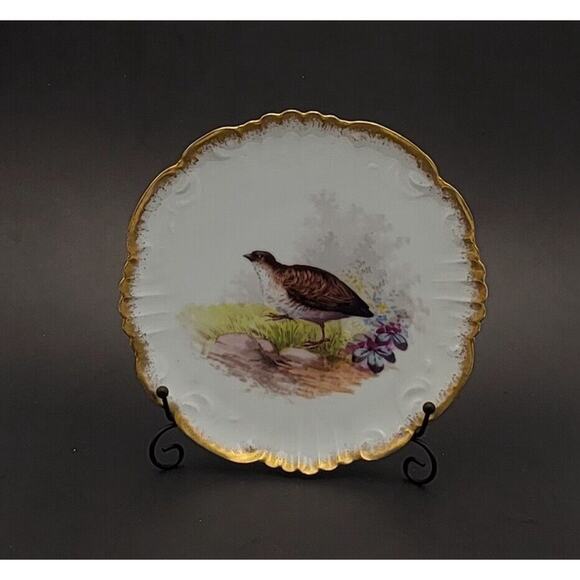 French Limoges Game Birds 4 plate set by Lewis Strauss & Sons vintage 1920's - Picture 11 of 14
